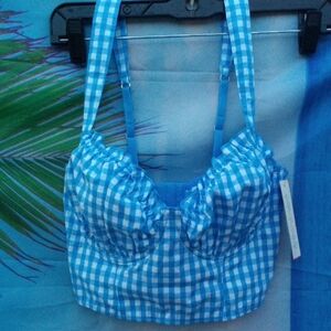 NWT! Colsie Blue Gingham Crop Top